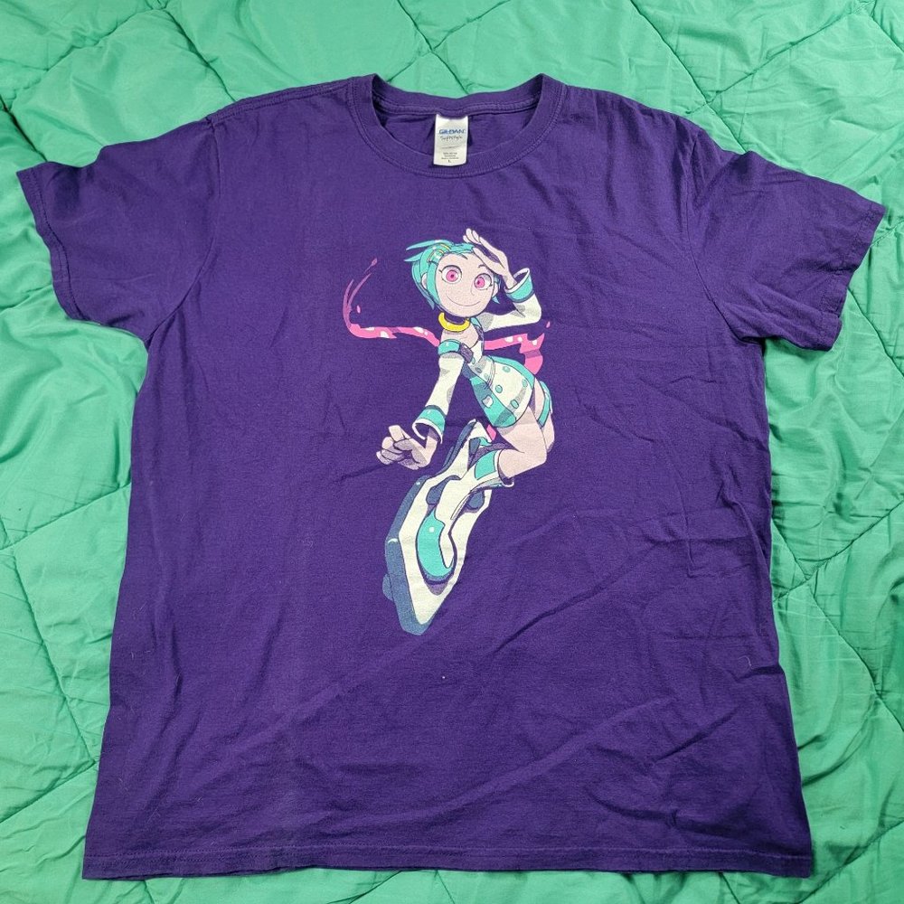 Gildan Adults Large Purple Short Sleeve Tshirt Anime Dancer Singer